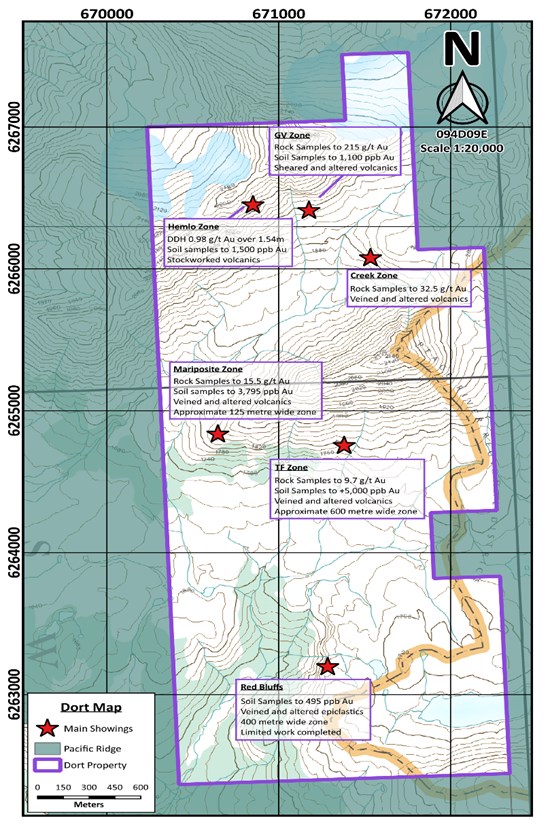 Figure from Pegmatite One Options Dort Gold Property in Central British Columbia